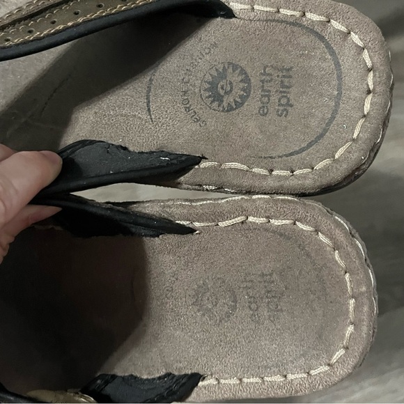 Earth Spirit Mens Cushioned Leather Flip Flop Thong Size 7 - Picture 3 of 5